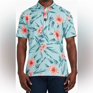 Bad Birdie Men's Floral Never Lei Up Performance Golf Polo Shirt Large